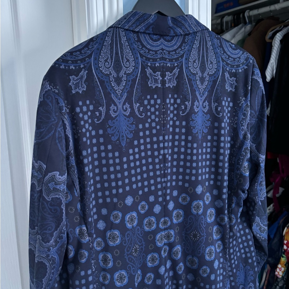 Men's Etro Printed Sport Coat Blazer in Blue 52 - Picture 7 of 14
